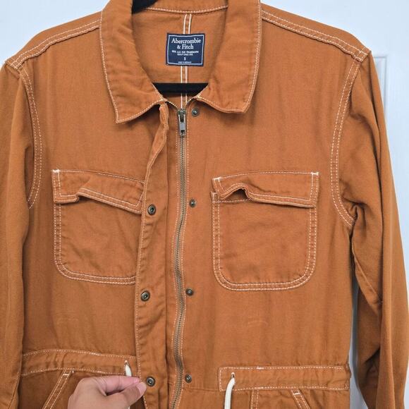 Abercrombie & Fitch Utility Jumpsuit Size S Burnt Orange Cargo Streetwear Cabin - Picture 5 of 13
